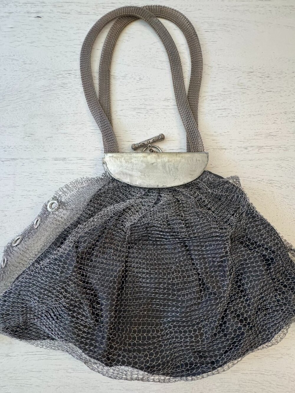Sarah Cavender Metalworks Authentic Shoulder Bag Silver/Gray Colored
